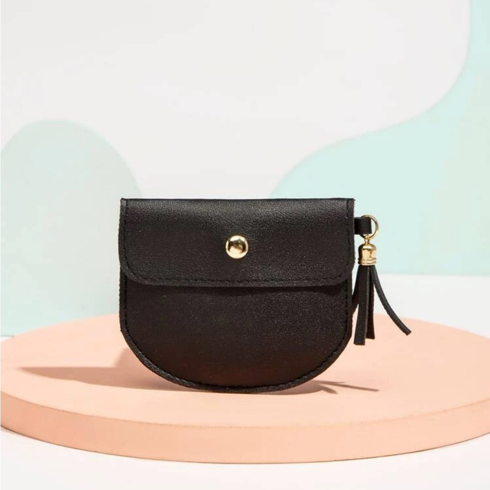 ◾️2/$25 Black Tassel Decor Snap Button Coin Purse/ Coin bag / Card holder purse